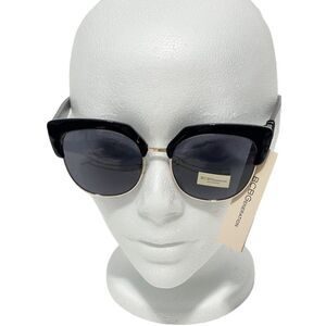 BCBGeneration Chunky Retro Cat Eye Sunglasses Gray Lenses‎ Black Frame Gold Rim